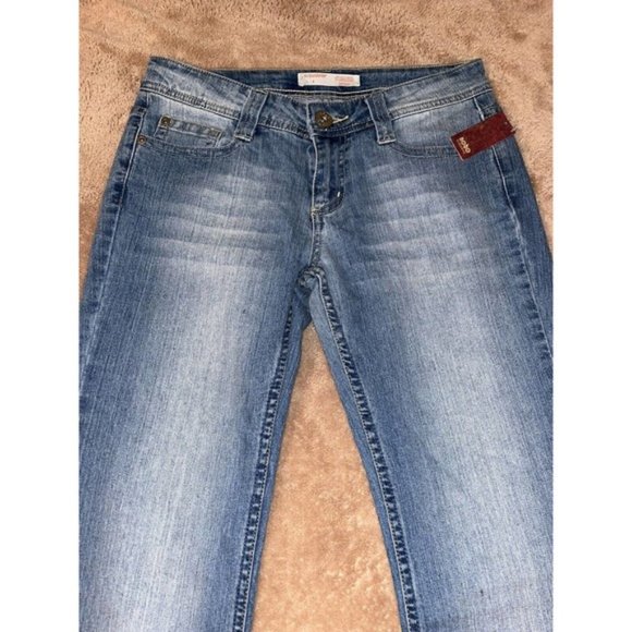NOBO Womens Juniors Flare Jeans Size 5 Stretch Med Wash Low Rise No Boundaries - Picture 2 of 7